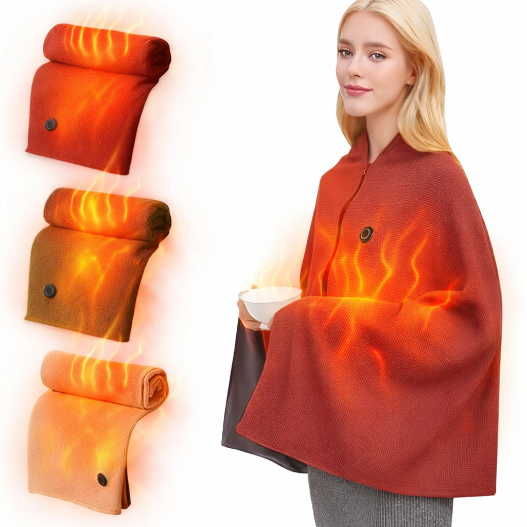 Manta térmica eléctrica USB tipo poncho para invierno