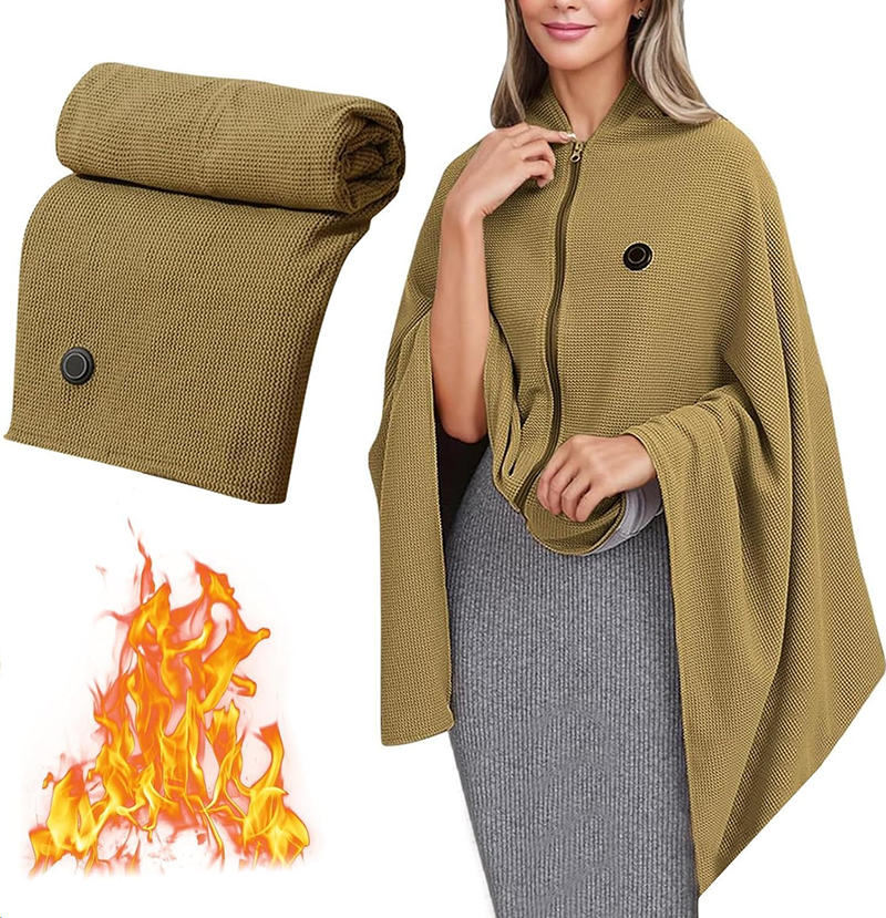 Manta térmica eléctrica USB tipo poncho para invierno