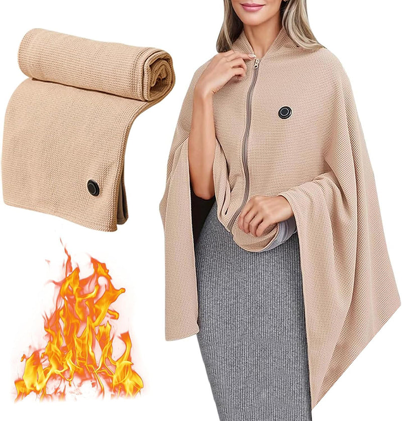 Manta térmica eléctrica USB tipo poncho para invierno