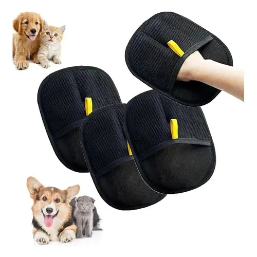 Combo 3 guantes quita pelos mascotas negro
