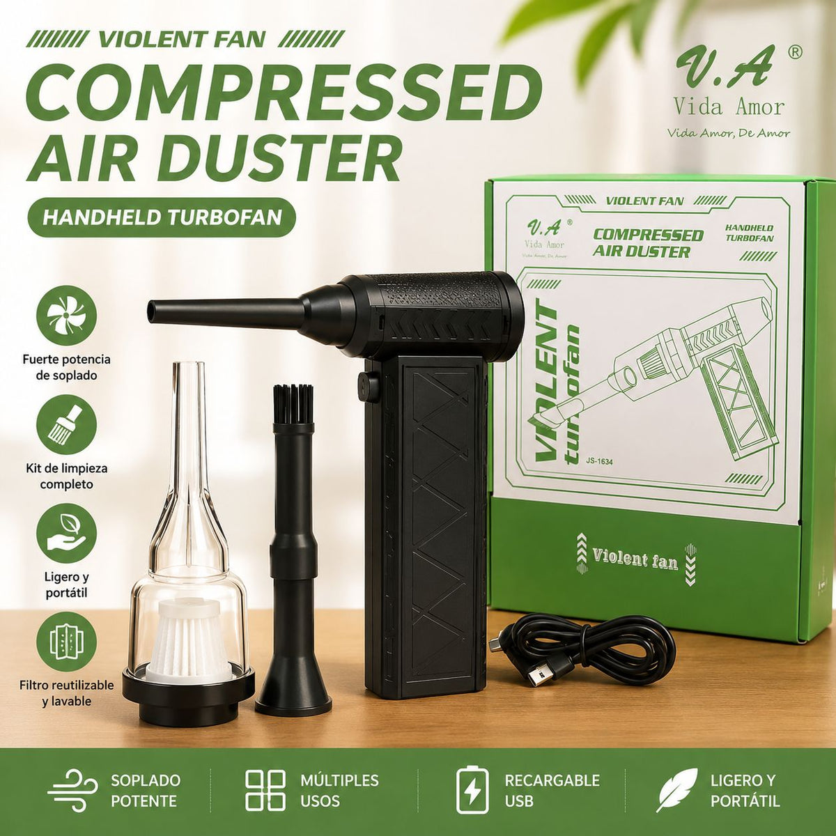 Parrilla BBQ portátil con soplador USB camping y jardín